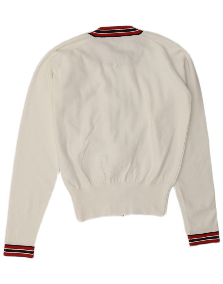 Chervo Womens Crop Cardigan sweater med fuld lynlås IT 46 Large White Colourblock