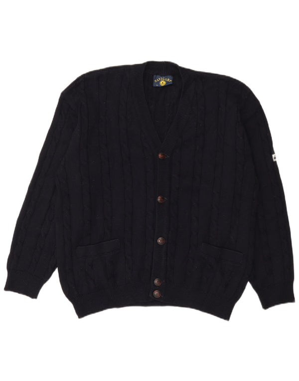 Navigare Cardigan sweater til mænd Stor marineblå uld