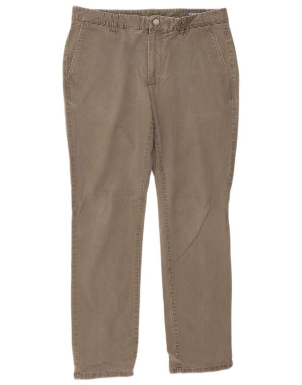 BONOBOS Herre Skræddersyede Slim Chino Bukser W34 L32 Khaki Bomuld
