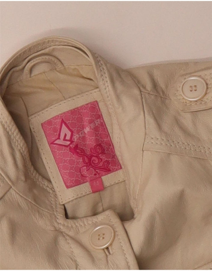 Vintage Military Læderjakke til kvinder IT 44 Medium Beige Læder