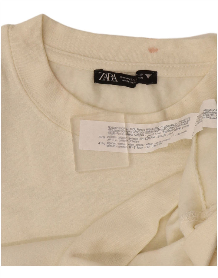 Zara Sweatshirt Jumper UK 14 Medium Off White Polyester