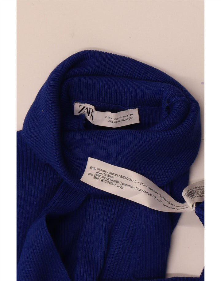 Zara Langærmet Maxikjole til kvinder UK 12 Medium Blue Viscose
