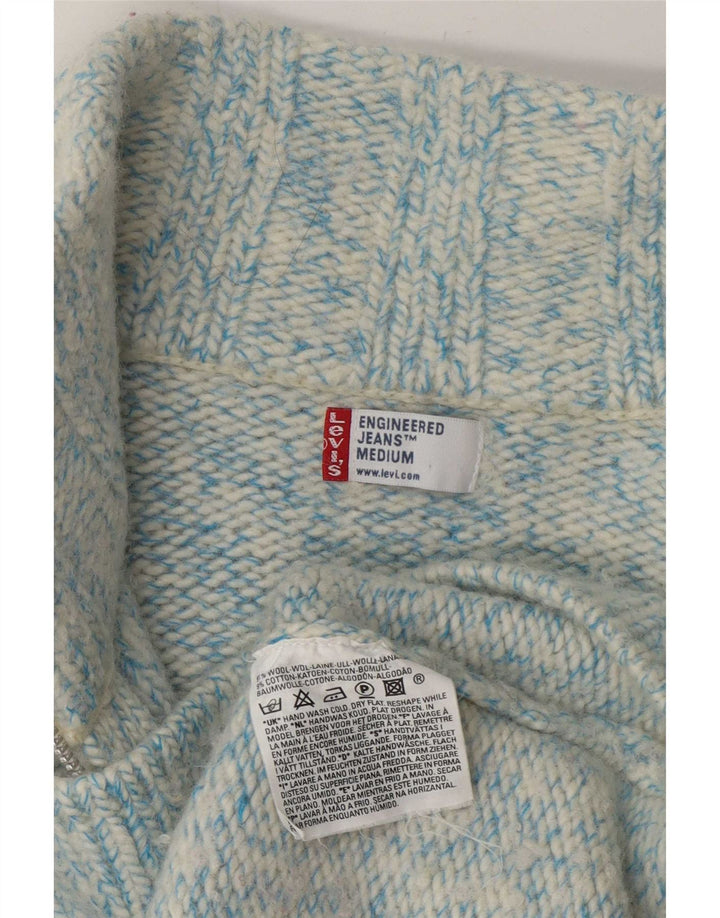 Levi's Womens Engineered Cardigan Sweater UK 14 Medium Blue Flecked Wool