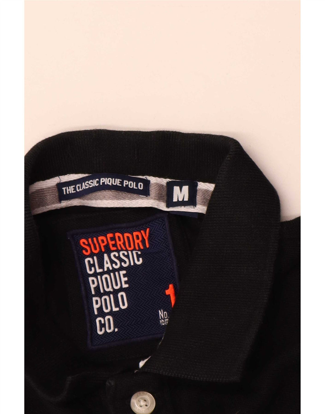 Superdry Poloshirt med klassisk pasform til mænd, medium sort bomuld
