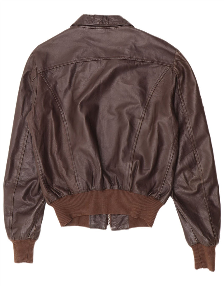 Vintage Herre Bomber Læderjakke UK 38 Medium Brun Læder