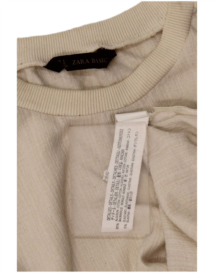 Zara Sweatshirt Jumper UK 16 Stor Off White Bomuld