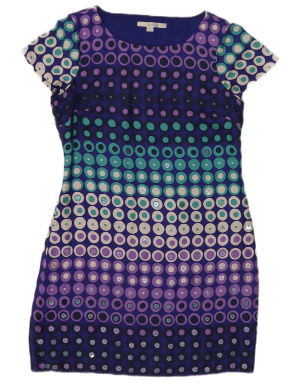 Boden Dame Skede Kjole UK 12 Medium Flerfarvet Geometrisk Silke Moderne