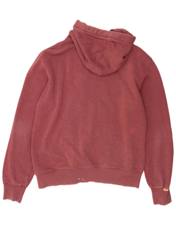 Superdry Mens Zip Hoodie Sweater 2XL Red Cotton