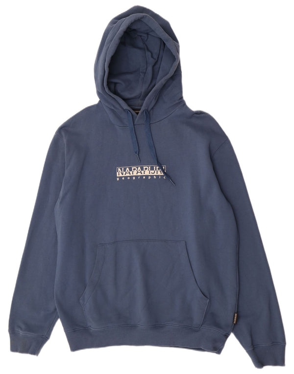Napapijri Herre Geographic Graphic Hoodie Jumper Stor Blå Bomuld