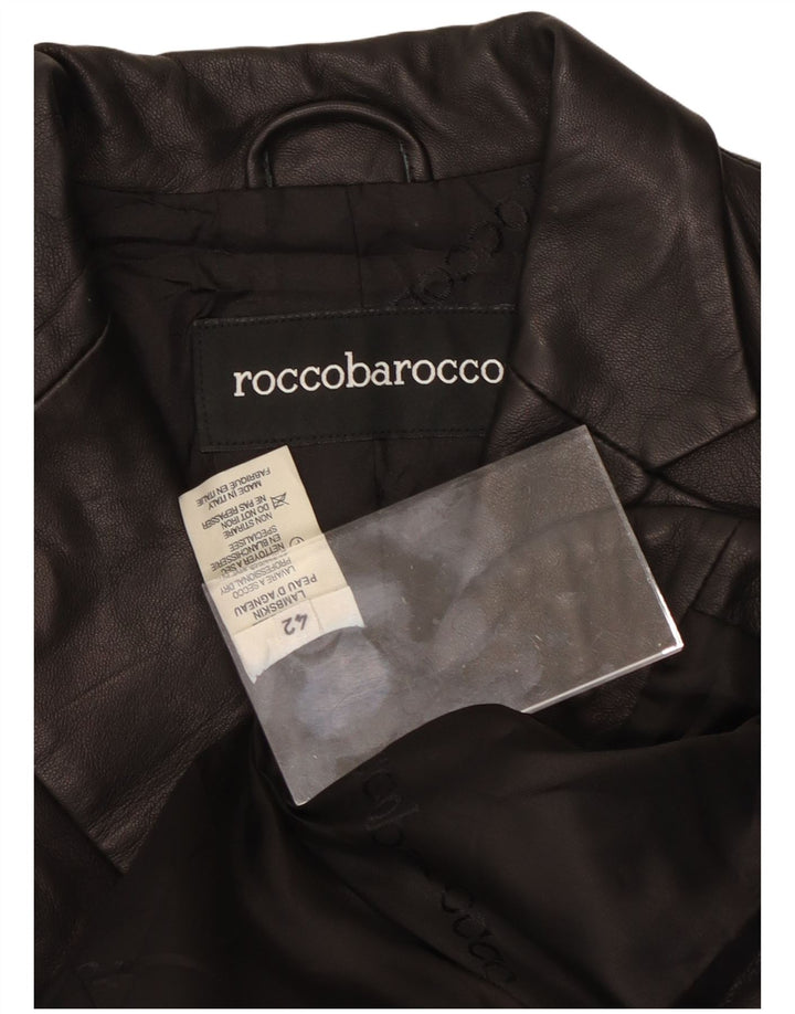 ROCCOBAROCCO Dame 2-knaps blazerjakke IT 42 Medium sort læder
