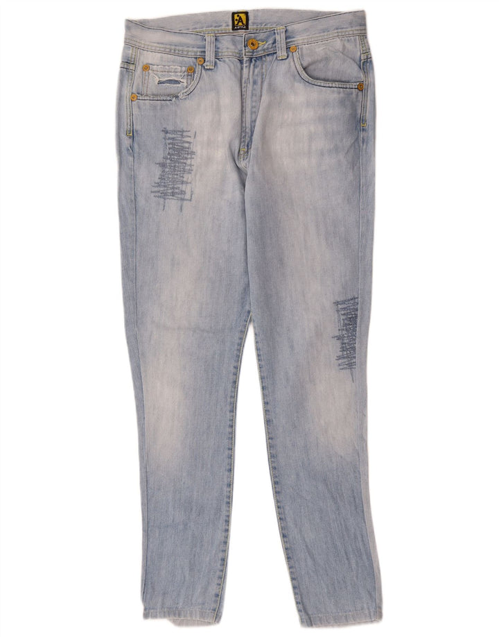 A-Style Dame Distressed Skinny Jeans W32 L30 Blå Bomuld