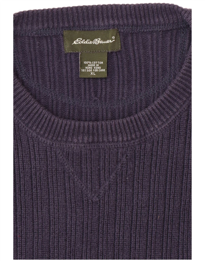 EDDIE BAUER Herre sweater med rund hals XL marineblå bomuld