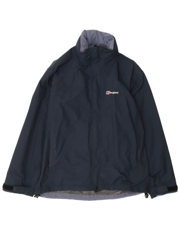 Berghaus Regnjakke med hætte til drenge 11-12 år marineblå nylon