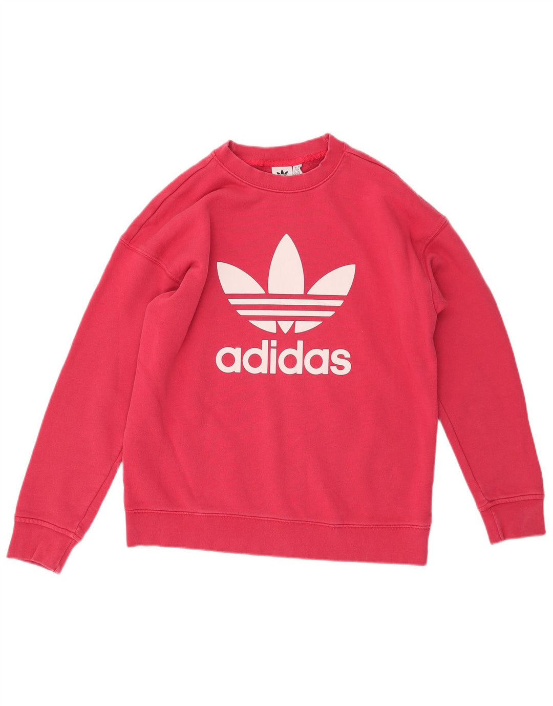 ADIDAS Dame Oversized Grafisk Sweatshirt Jumper UK 10 Small Pink Bomuld