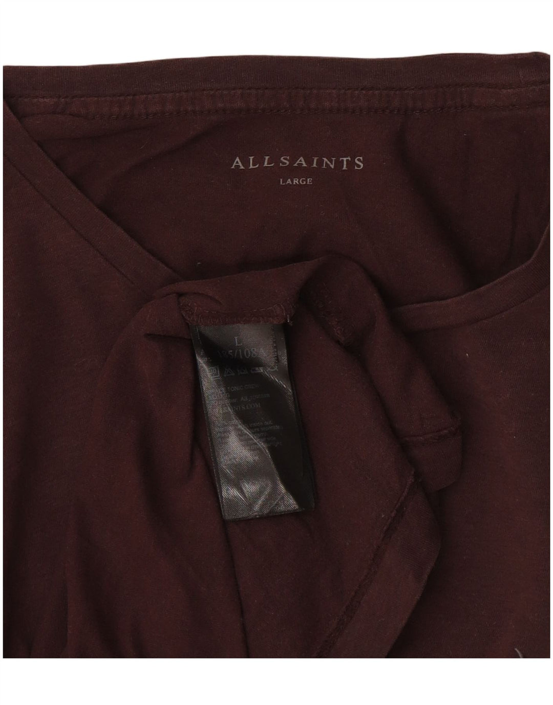 ALL SAINTS Herre T-Shirt Top Stor Bourgogne Bomuld