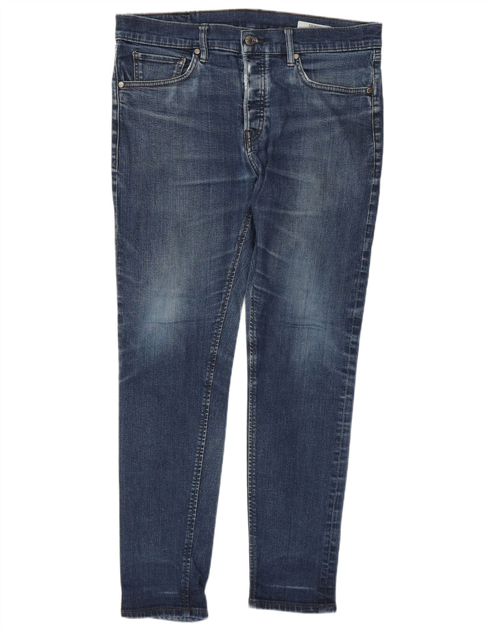 Marks & Spencer Skinny Jeans til mænd W34 L28 Blå bomuld