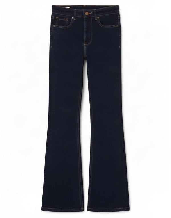 Zara Dame Flared Jeans EU 34 2XS W24 L33 Marineblå Bomuld
