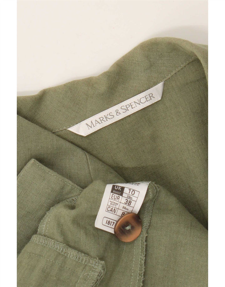 Marks & Spencer Dame Kortærmet Blazer Jacket UK 10 Small Khaki