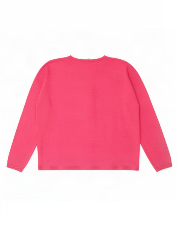 Benetton Girls Graphic Crop Boat Neck Jumper Sweater 10-11 år XL Pink