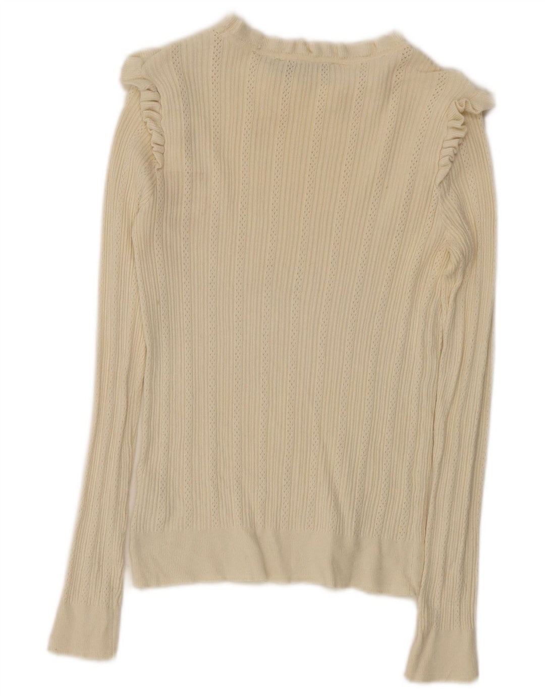 Oasis Dame Top Langærmet UK 12 Medium Off White Viscose