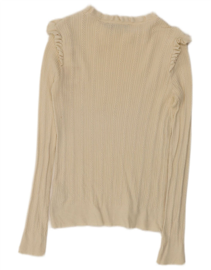 Oasis Dame Top Langærmet UK 12 Medium Off White Viscose