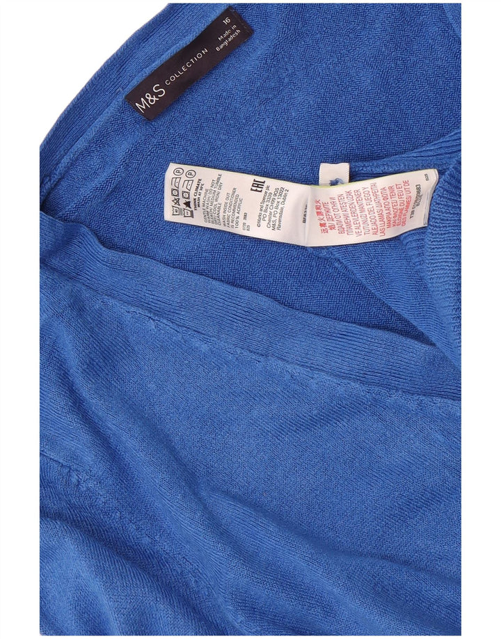 Marks & Spencer Dame Cardigan Sweater UK 16 Stor Blå Akryl