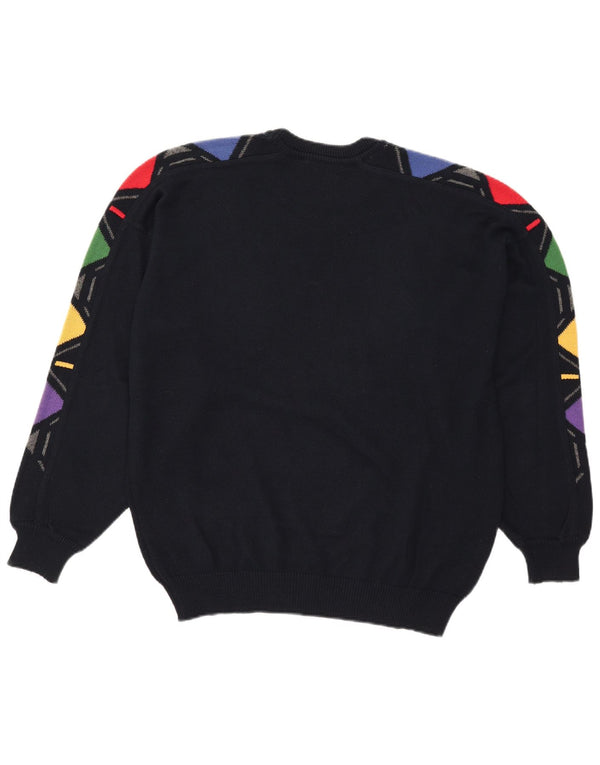 Bueckle Herre Crew Neck Jumper Sweater IT 48 Medium Navy Blue Geometrisk
