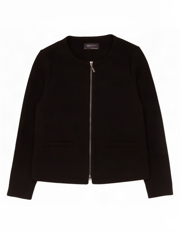 Marks & Spencer Dame Blazer Jakke med lynlås UK 12 Medium Sort Polyester