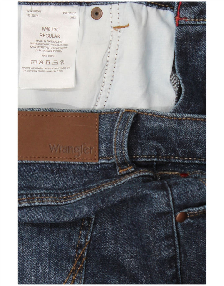 Wrangler Herre Regular Fit Straight Jeans W40 L30 Blå Bomuld