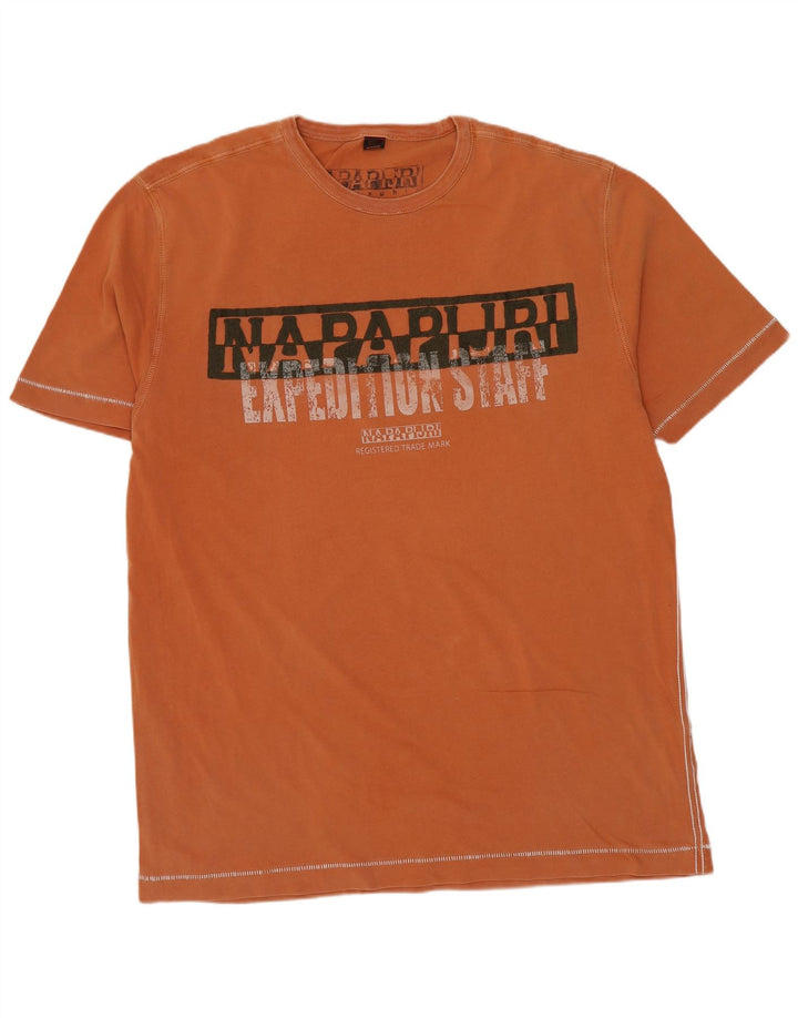 NAPAPIJRI Herre grafisk T-shirt top 2XL orange bomuld