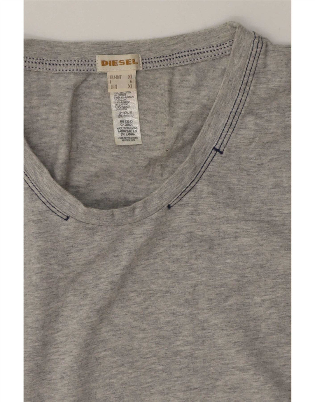 Diesel Herre T-Shirt Top XL Grå Flecked Bomuld
