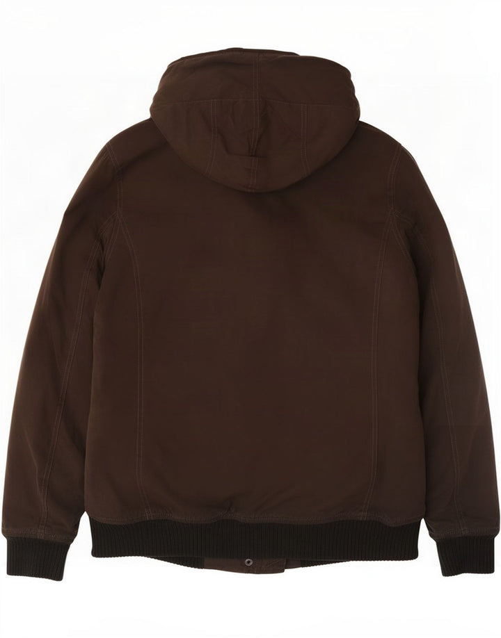 Roxy Womens Hooded Bomber Jacket UK 16 Large Brown Colourblock Cotton