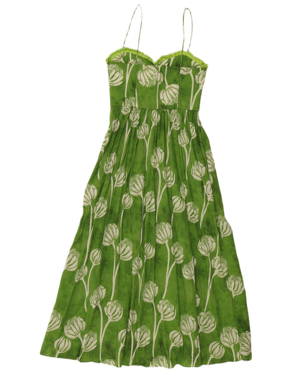 ZARA Dame Maxi Slip Dress UK 8 Small Green Floral