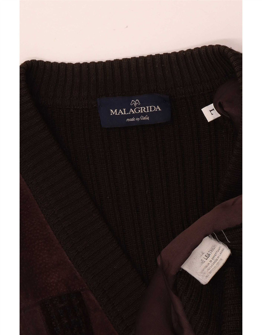 Malagrida Herre Ruskind Cardigan Sweater Stor Brun Læder