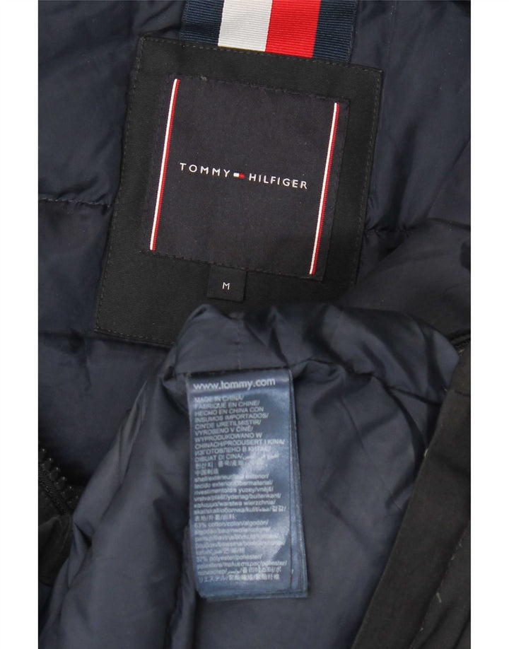 Tommy Hilfiger Herre hættepolstret jakke UK 38 Medium Sort Bomuld