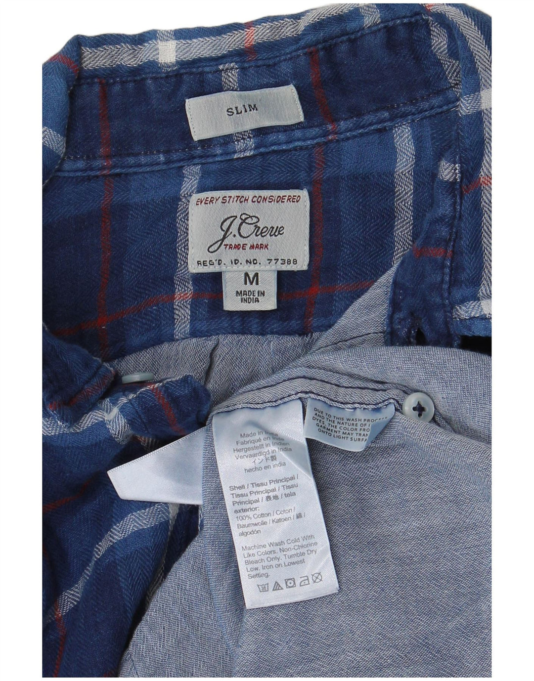 J. CREW Herre Slim Fit Flanelskjorte Medium Blue Ternet Bomuld