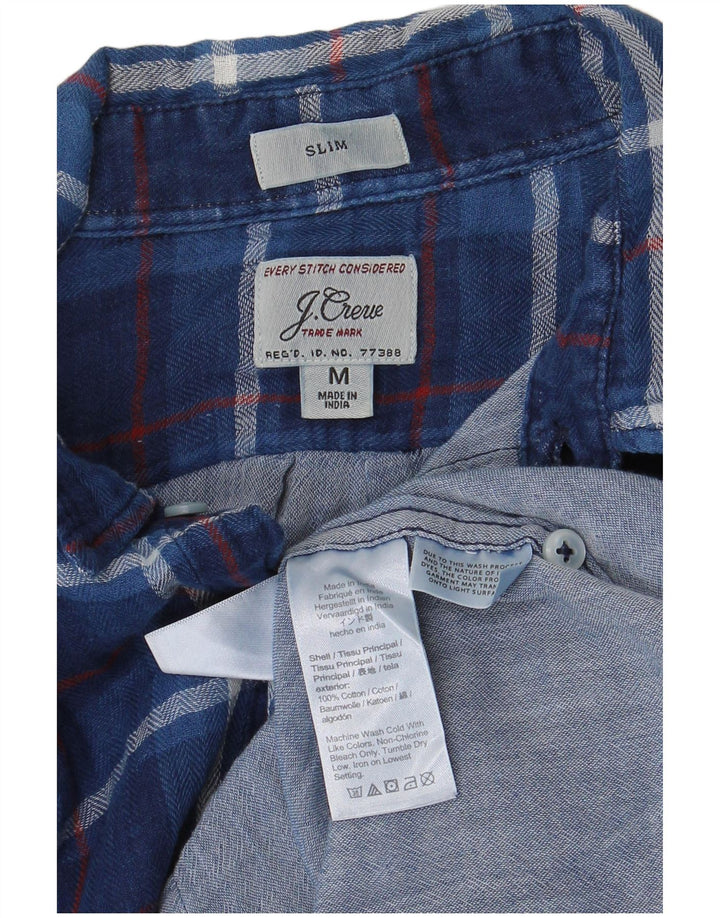 J. CREW Herre Slim Fit Flanelskjorte Medium Blue Ternet Bomuld