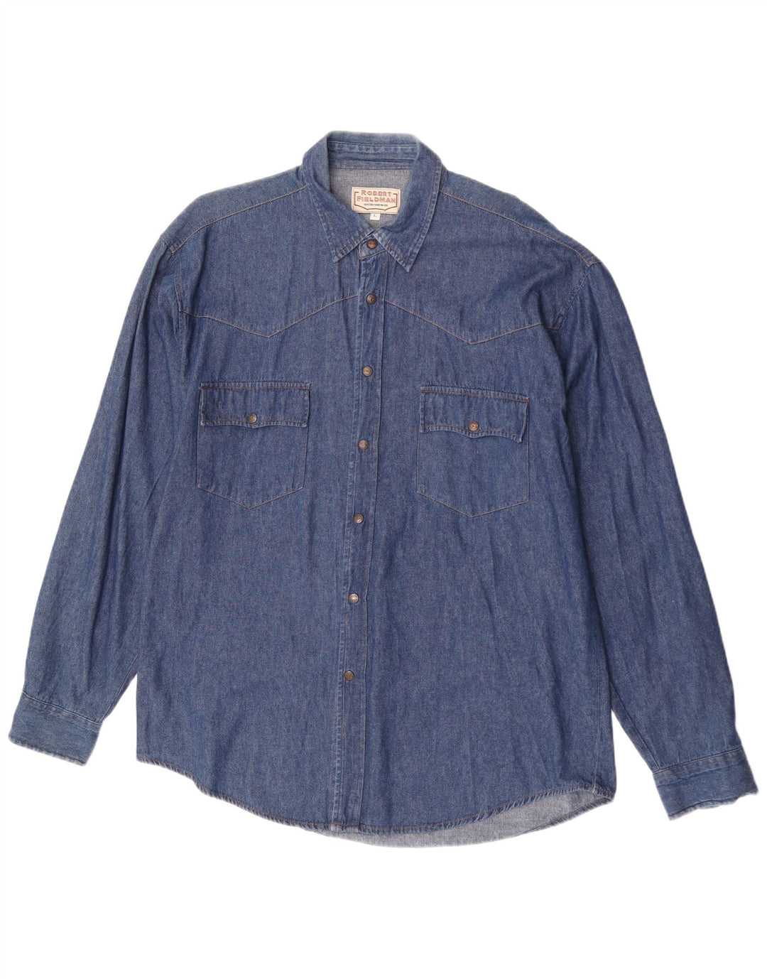 Vintage denimskjorte til mænd, stor blå bomuld