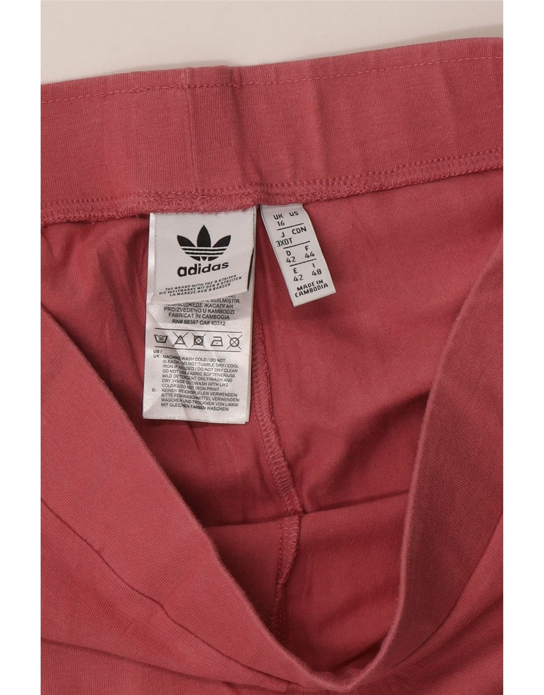 ADIDAS Womens Leggings UK 16 Large  Pink Cotton