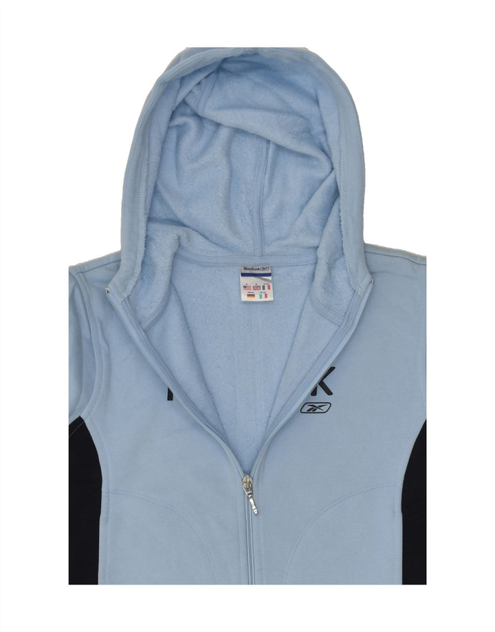 REEBOK Boys Graphic Zip Hoodie Sweater 9-10 Years Medium Blue Colourblock | Vintage Reebok | Thrift | Second-Hand Reebok | Used Clothing | Messina Hembry 