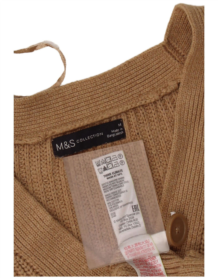 Marks & Spencer Dame Crop Cardigan Sweater UK 14 Medium Brun Bomuld