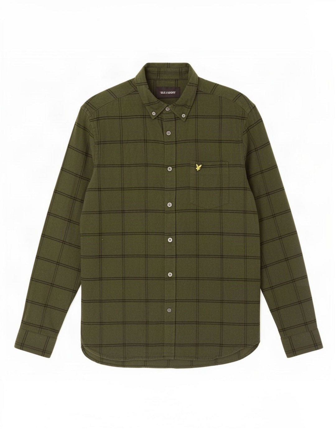Lyle & Scott Herre Flanelskjorte Medium Khaki Plaid Bomuld