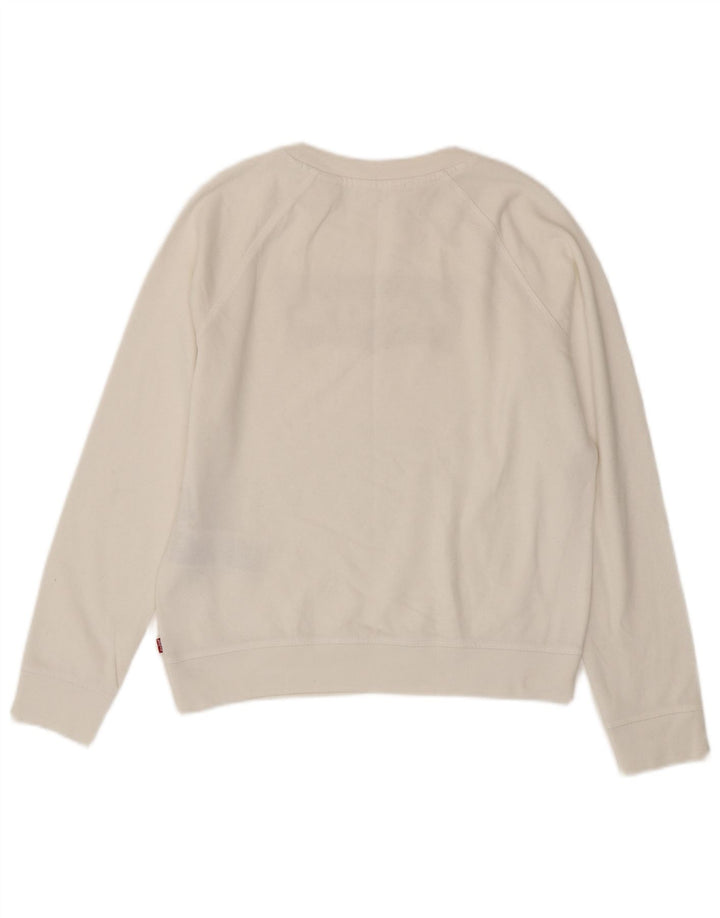 Levi's Dame Grafisk Oversized Sweatshirt Jumper UK 10 Lille hvid bomuld