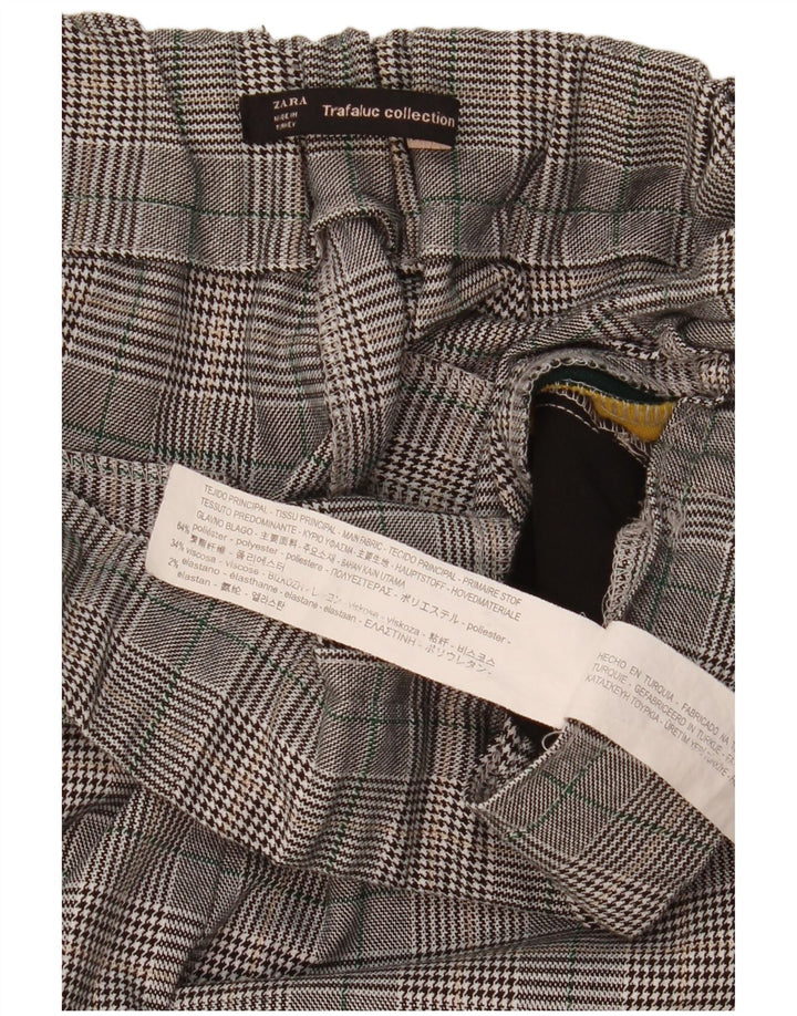 Zara koniske cropped bukser til kvinder Small W28 L25 Grå Houndstooth