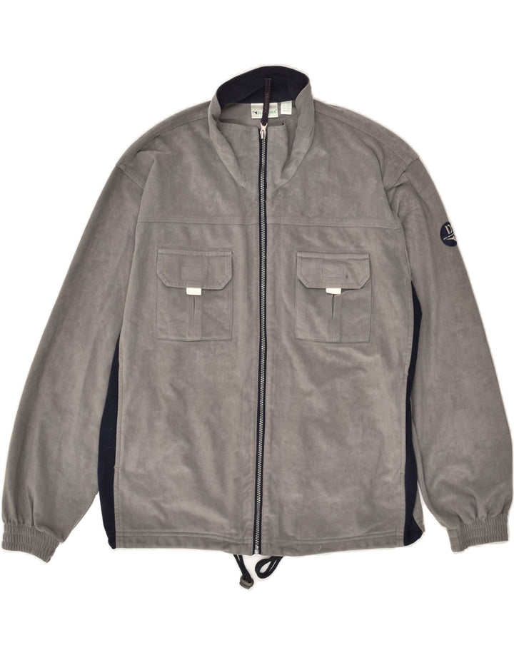 DIADORA Mens Fleece Tracksuit Top Jacket UK 36 Small Grey Polyester Vintage Diadora and Second-Hand Diadora from Messina Hembry 