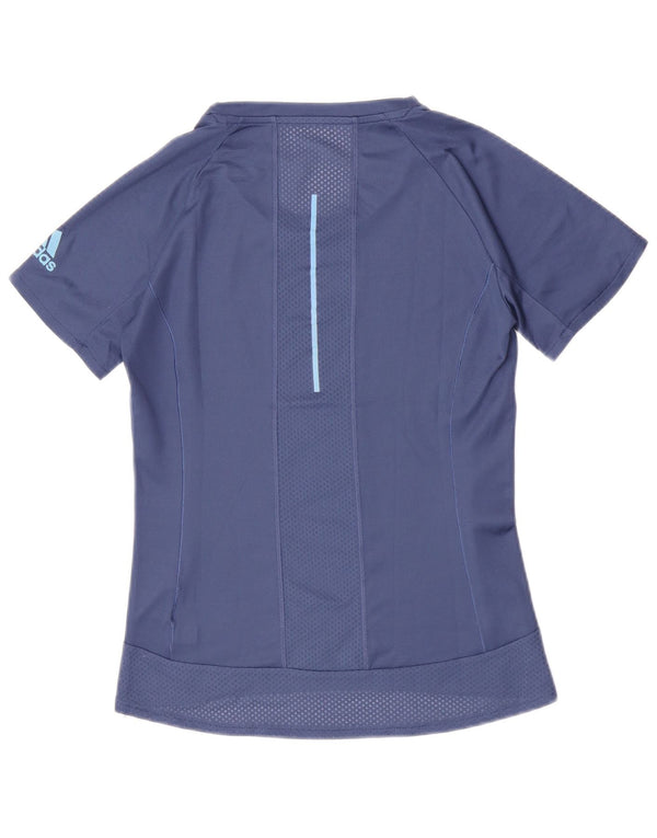 Adidas Aeroready T-Shirt Top UK 4/6 XS Blå Polyester til kvinder