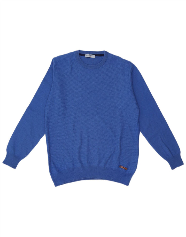 Harmont & Blaine Herre sweater med rund hals XL blå uld