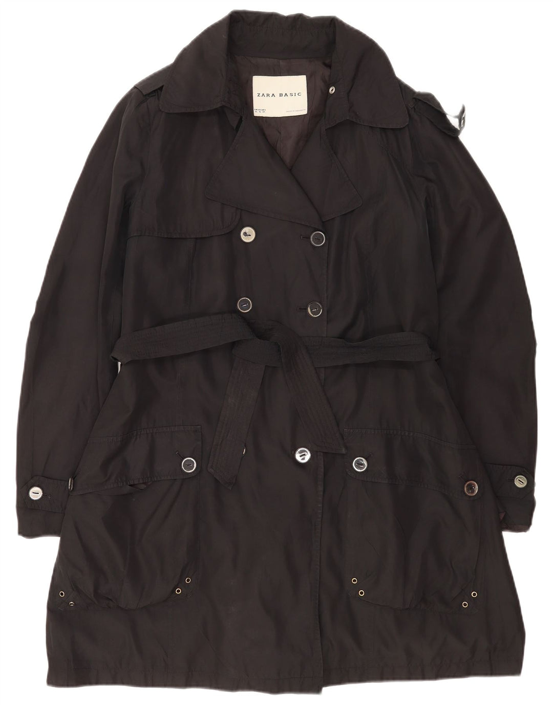 Zara Trench Coat til kvinder UK 18 XL Sort