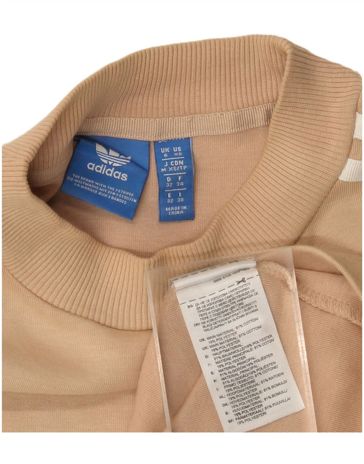 ADIDAS Langærmet Sweatshirt Jumper Kjole til kvinder UK 6 XS Beige Bomuld