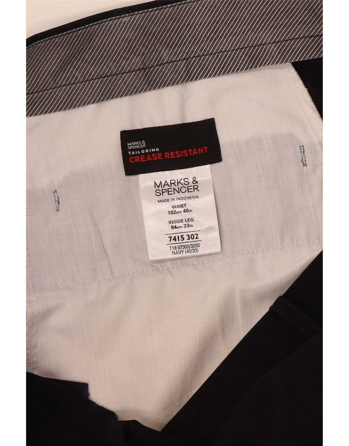 Marks & Spencer Herre Pegged Suit Bukser W40 L33 Marineblå Polyester